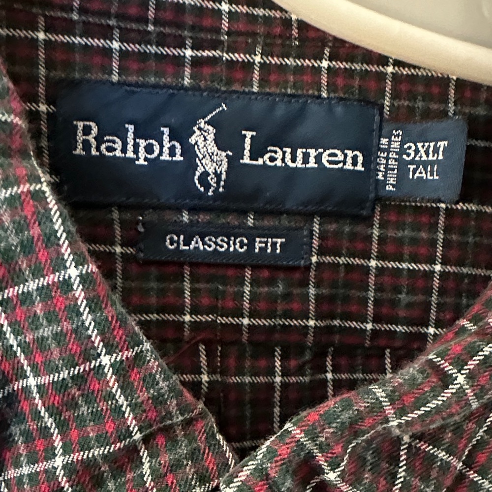Ralph Lauren Dark Red / burgundy Men’s 3XLT Checkered Button-Down Shirt - Picture 2 of 12